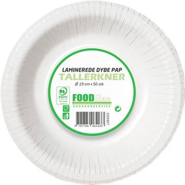 Vis detaljer for Tallerken dyb hvid pap 19 cm<br/> 250 stk Billede af Tallerken dyb hvid pap 19 cm<br/> 250 stk
