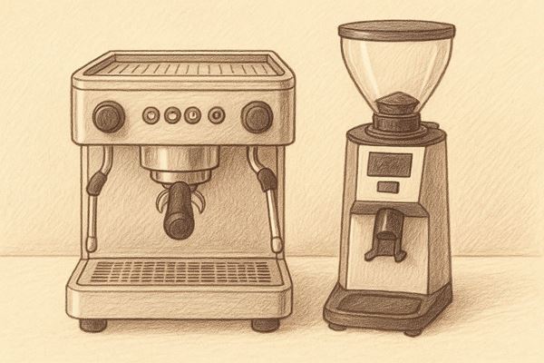 Billede af Espresso maskine & kaffe mølle.